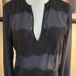 Ann Taylor Semi Sheer Blouse With Lace